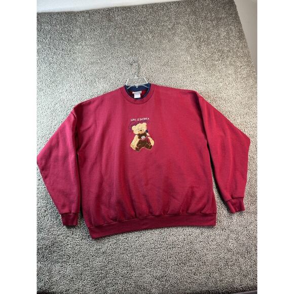 VINTAGE 90s Grandma Sweatshirt Womens 2X Red Teddy Bears Love Pullover Ladies * - Picture 2 of 10